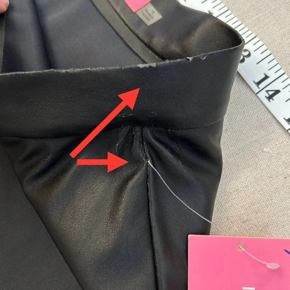 NWT Isaac Mizrahi Black Faux Leather A-Line Skirt Size 16 - Picture 8 of 12